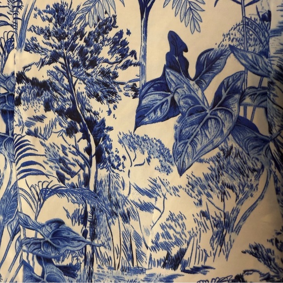 Cider Blue and White Tie Front Short Sleeve Mini Dress with Side Cutouts Size S - Picture 5 of 5